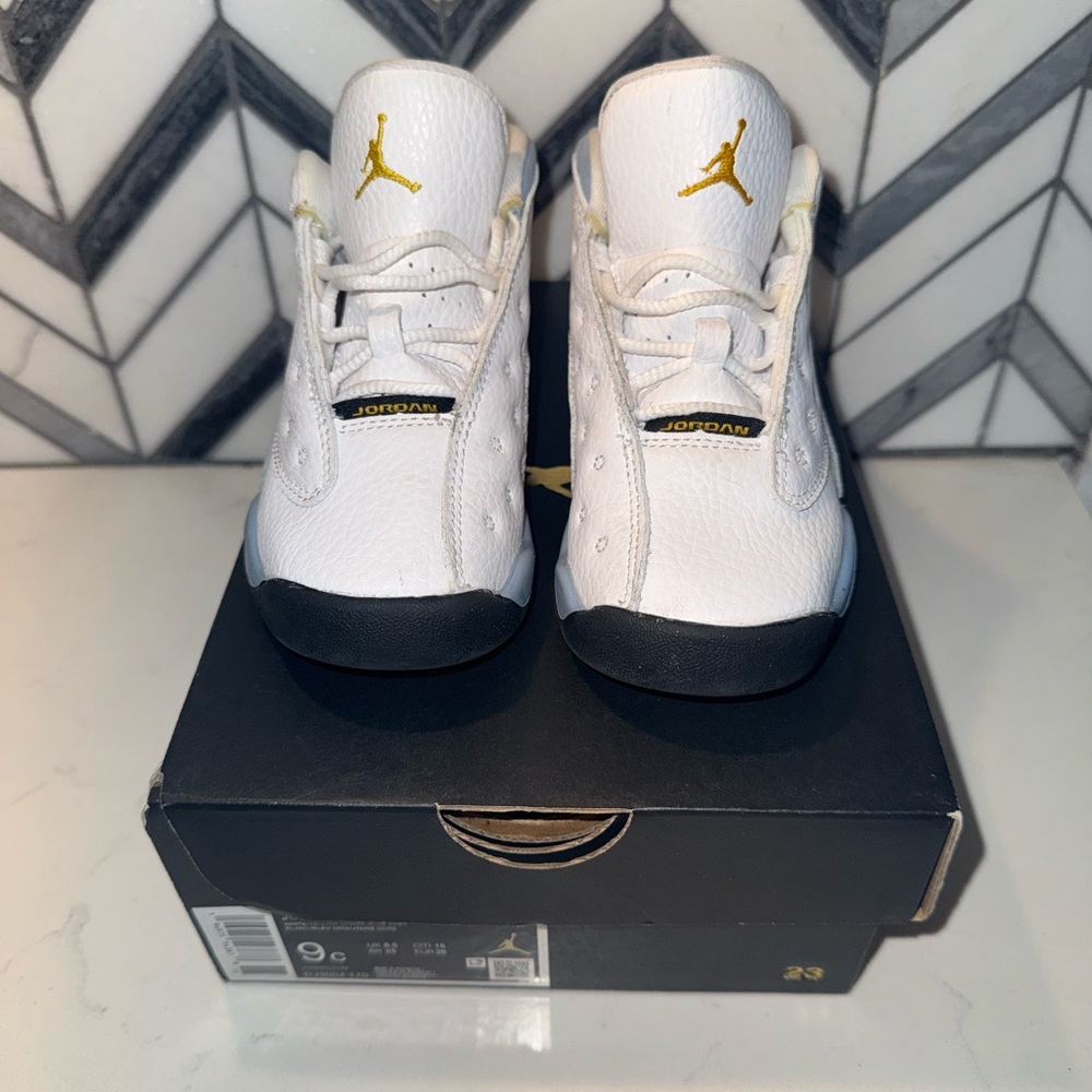 Jordan 13 Retro TD “White/Yellow Ochre-Blue Grey” (Size 9C)